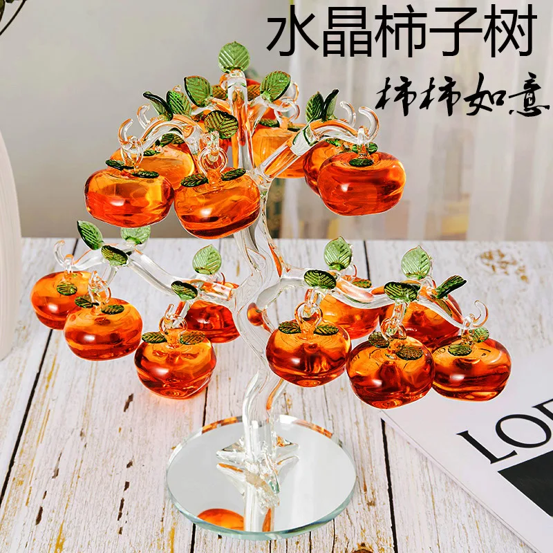 Best-Selling in Stock Wholesale All the Best Crystal Persimmon Tree Room Desktop Crafts Living Room Home Ornaments