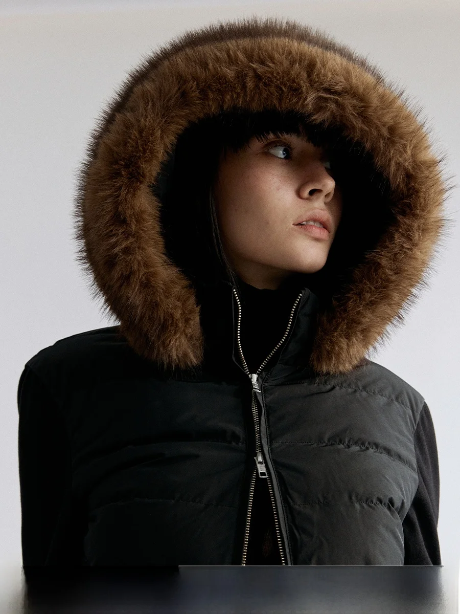 

Женская короткая пуховая куртка JCAESAR со съемным капюшоном, 90% белый пух, меховой воротник, повседневная, из полиэфирного волокна