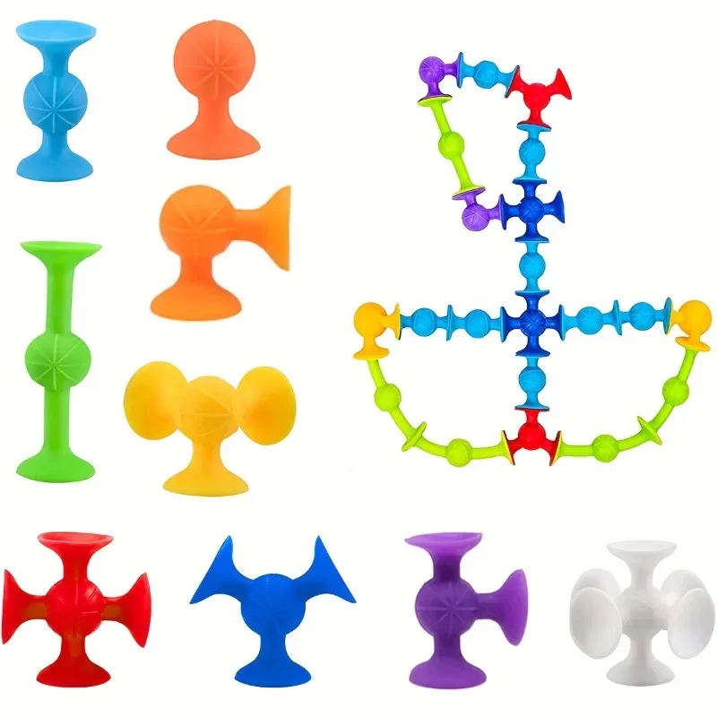 Soft Throw Suction Cup Building Blocks Educational Construction Toy Set for Kids Interactive Parent Child Fun Game