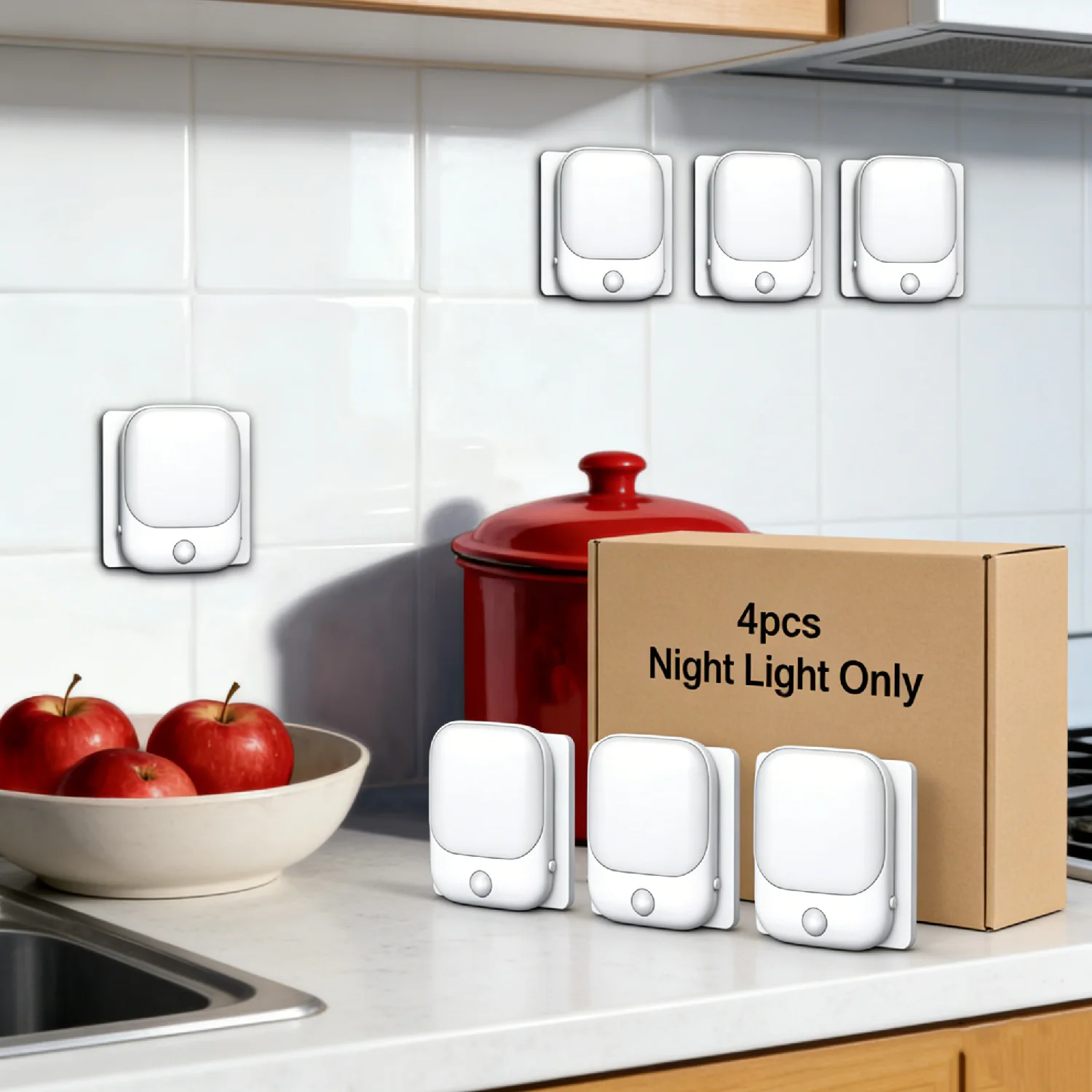 1/2/4/10pcs Motion Sensor Night Light, Warm White, 3 Modes (ON/Auto/OFF), Dimmable, LED Baby Lamp for Room