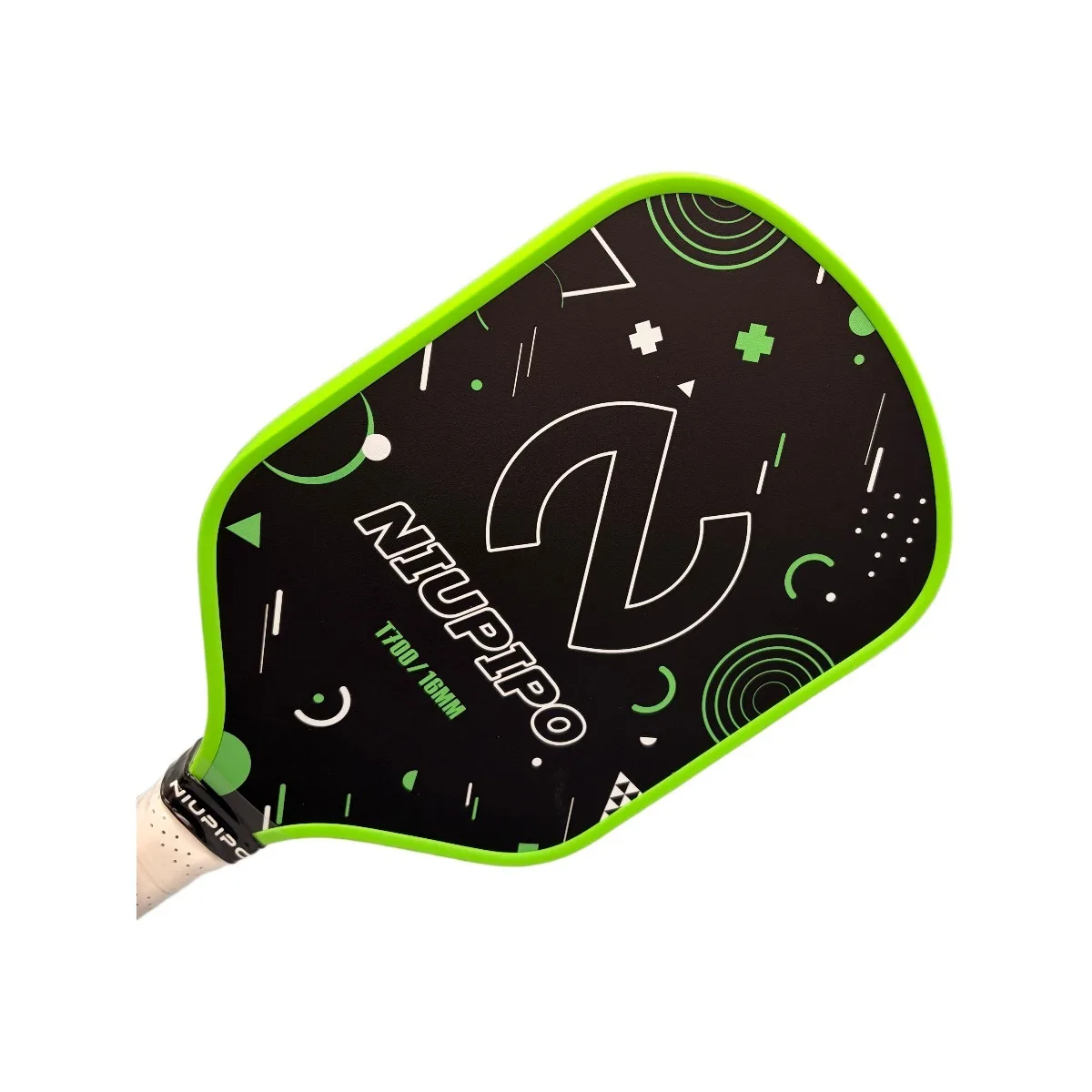 NIUPIPO T700 Carbon Fiber Pickleball Paddle 16mm PP Honeycomb Core Bright Green Edge Guard Lightweight Racket for Indoor‑Outdoor