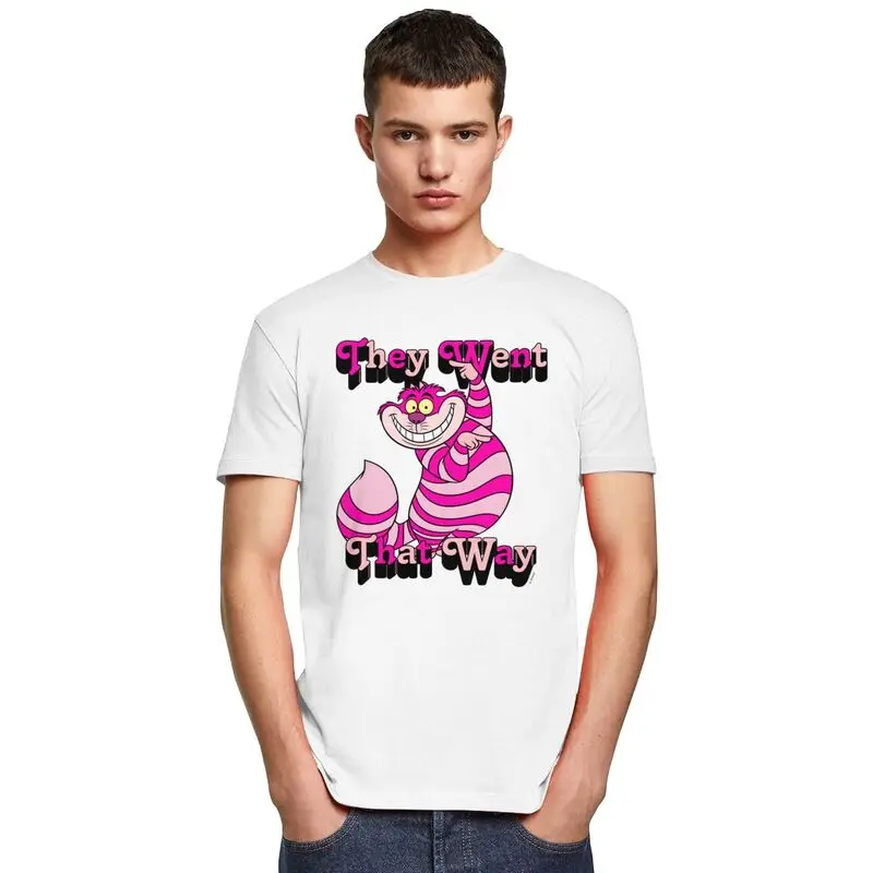 مخصص كول أليس في بلاد العجائب شيشاير القط تي شيرت الرجال قصيرة الأكمام القطن الخالص تي شيرت عادية تيز الشارع الشهير التي شيرت