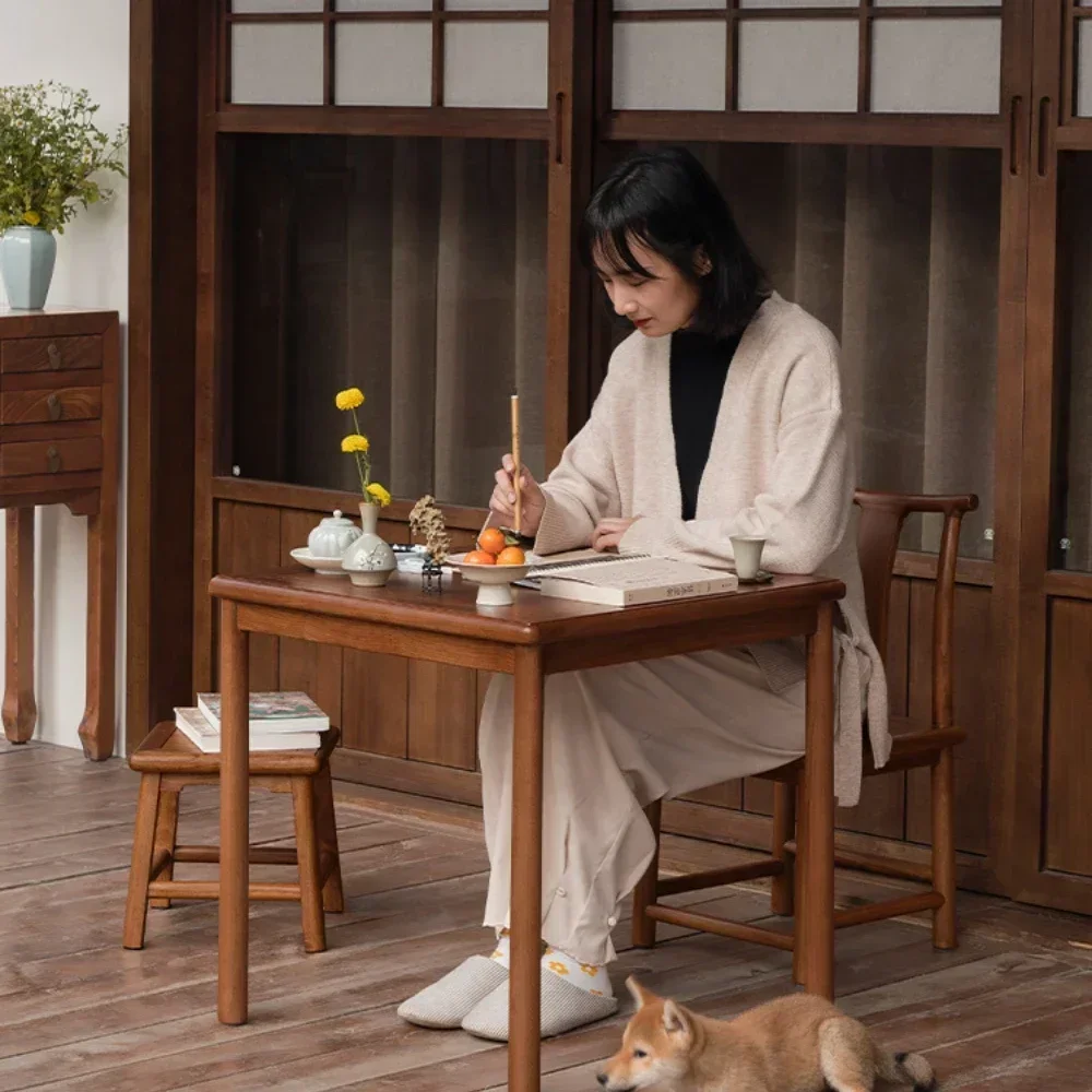 TAO Combination Square Table Zen Old-Fashioned Square Table for Eight People Middle Hall Table Chess