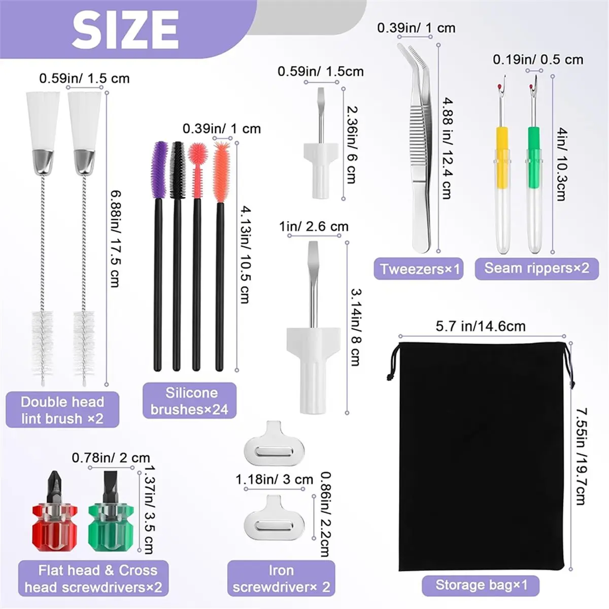 36 Pcs Sewing Machine Cleaning Kit with Brushes Tweezers Sewing Machine Cleaning Tools Metal+Plastic