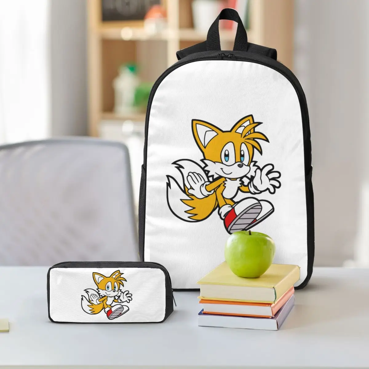 Miles Tails Prower Backpack Boys Girls BookBag School Bag Shoulder Bags 3ps Insulated Lunch Bag Pencil Case