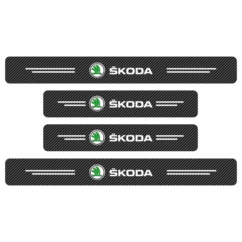 

4pcs Carbon fiber threshold sticker for cars Pedal protection sticker For Skoda Octavia MK2 MK3 2 3 A7 Fabia Karoq Kodiaq Superb