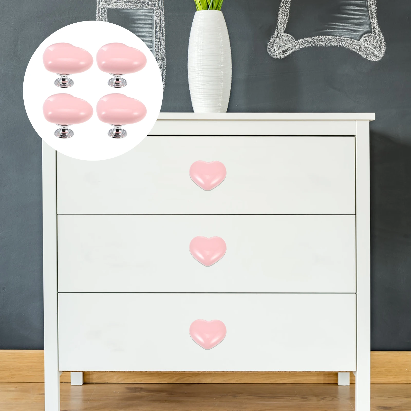 

4pcs Ceramic Heart Drawer Pull Handle Wardrobe Cabinet Knob Door Handle Cupboard Pull Durable Stainless Steel Furniture Hardware