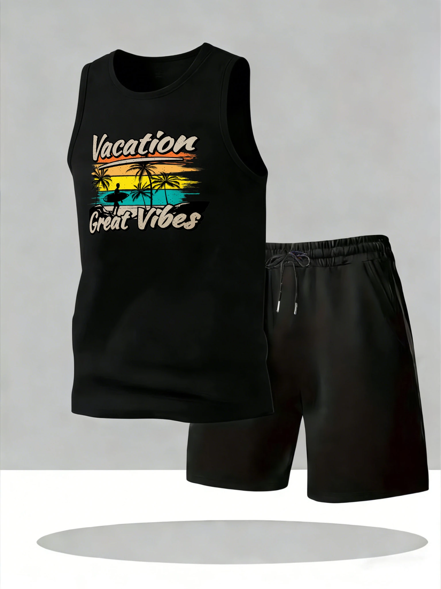 

Men's Tank Top Sets 2026 Summer Quick drying beach oversize crewneck Y2k tracksuits Breathable men's chandals sports running