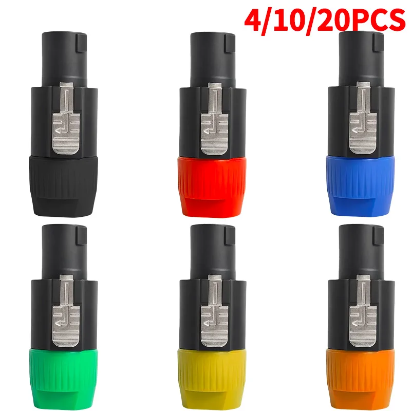 20PCS NL4FC Compatible 4-Pin Speaker Connector, Twist Lock Speakon Plug with Metal Housing for PA Audio and Speaker Cable