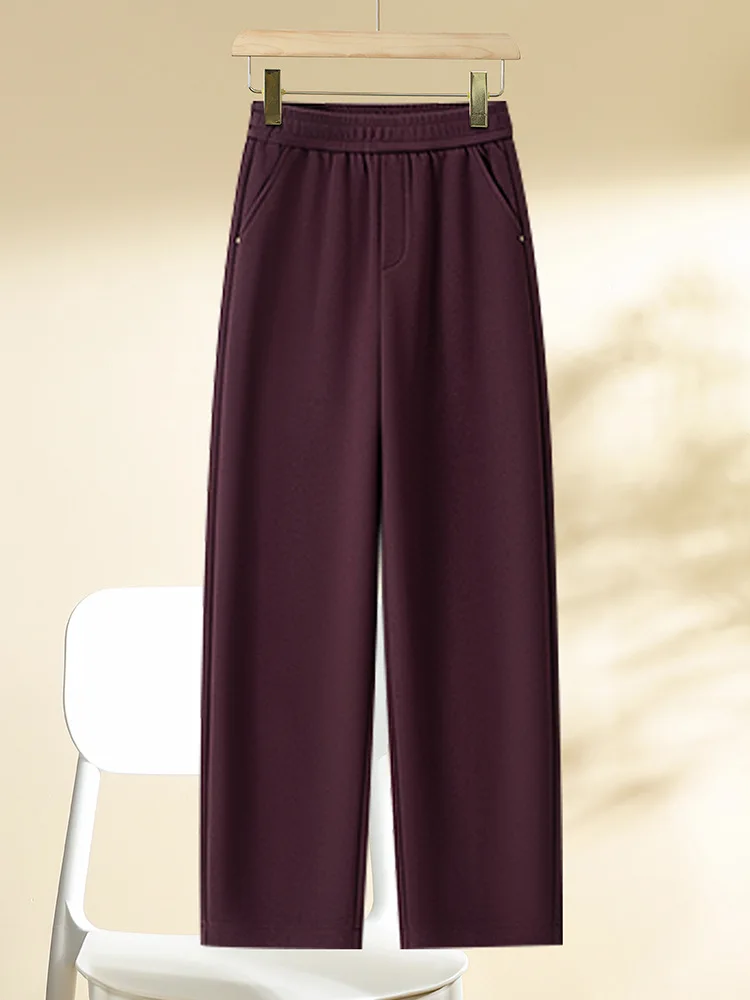 

Wool Narrow Pants for Women, and Winter Banana Pants, High-Waisted Slimming Fleece-Lined Straight Pants