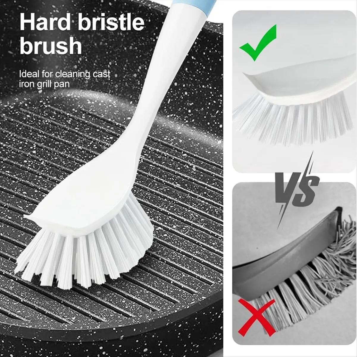 5pcs Kitchen Diffusion Type Scrub Brush for Cleaning Dishes Pots Pan Sink and Bathroom with Comfortable Long Handle