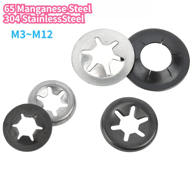 External Circlip Self-Locking Retaining Clip Push On Shaft Bearing Outside Snap Ring Washer 65 Manganese Steel/304StainlessSteel