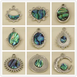 Abalone Shell 3pcs Sun Heart Water Droplets Charm Stainless Steel Pendants For Jewelry Making Supplies Handmade Earring Bracelet
