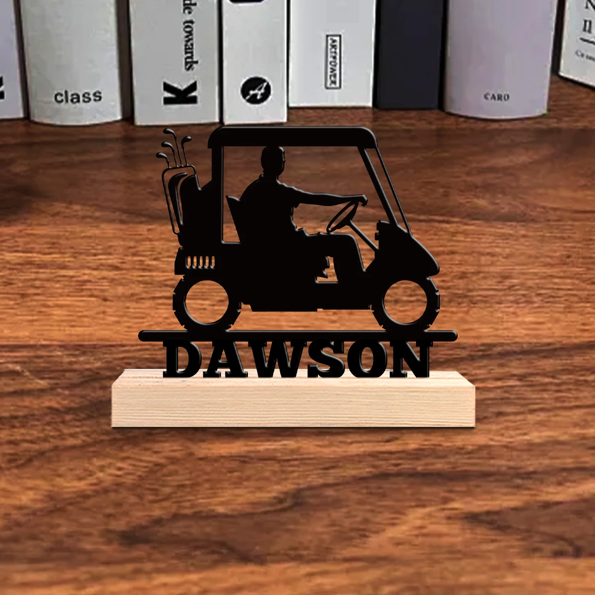 1pc Fashionable Personalized Custom Metal Statue Customizable Content With Wooden Base Room Decorations, Bar Counter Decorations