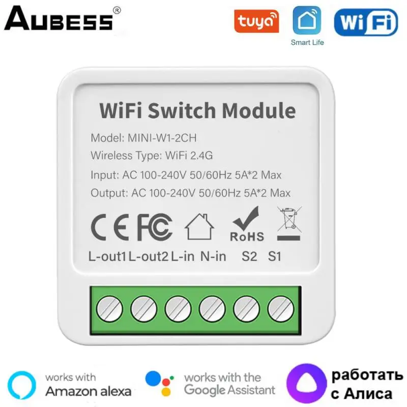 Tuya WiFi Smart Switch Module 2 Gang Dual Way Control Smart Life Remote Control Vias Alexa Google Home Alice Smart Home mebay ats420r ats generator controller dual power switch remote control module