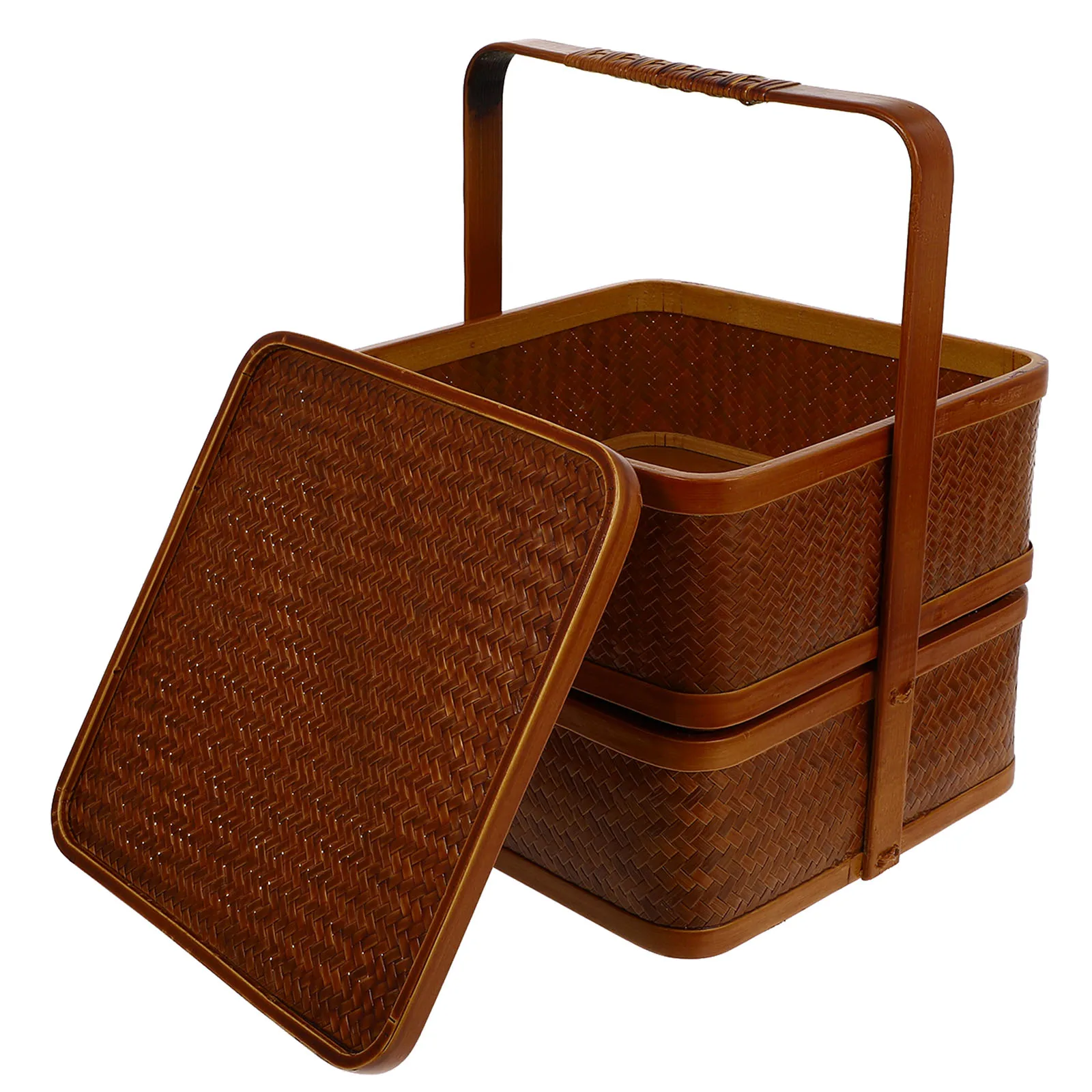 

Bamboo Woven Basket Smooth Hidden Interface Safe Long Term Use Home Party Wedding Decor Storage ganizer Case