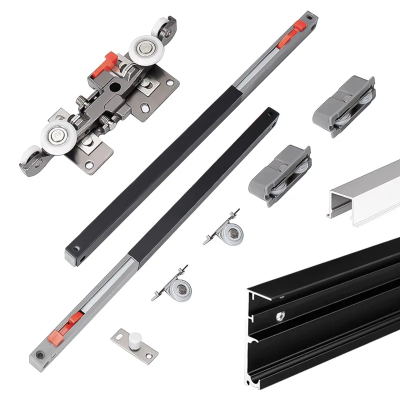 Invisible Track Hanging Wheel Hardware Accessories Two-way Buffer Push-pull Translation Door Trackless Wooden Door Pulley Slide