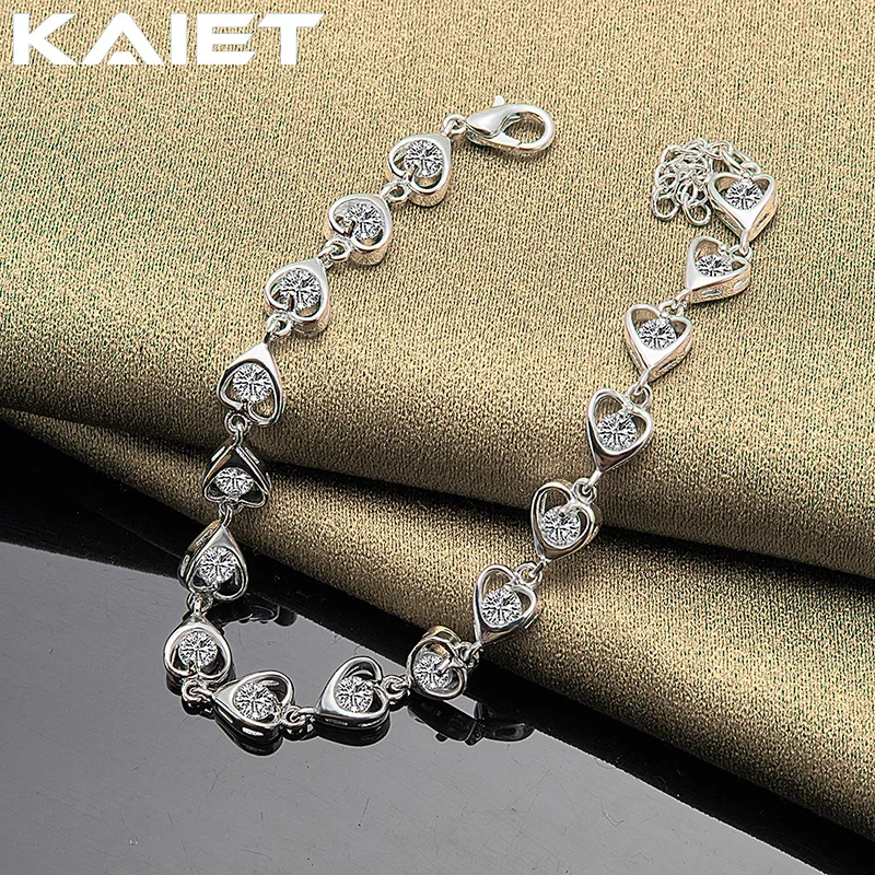 

KAIET Silver Color Heart Crystal Bracelet Jewelry For Women Wedding Party Fashion Accessories