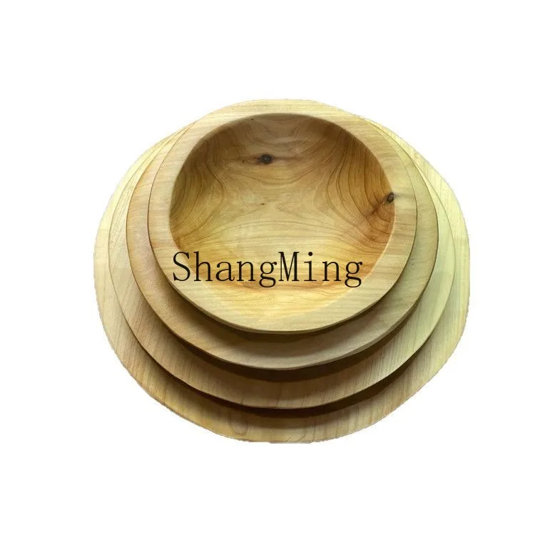 

DSA round fruit plate wooden creative living room home storage wooden bowl wooden dried fruit snack plate