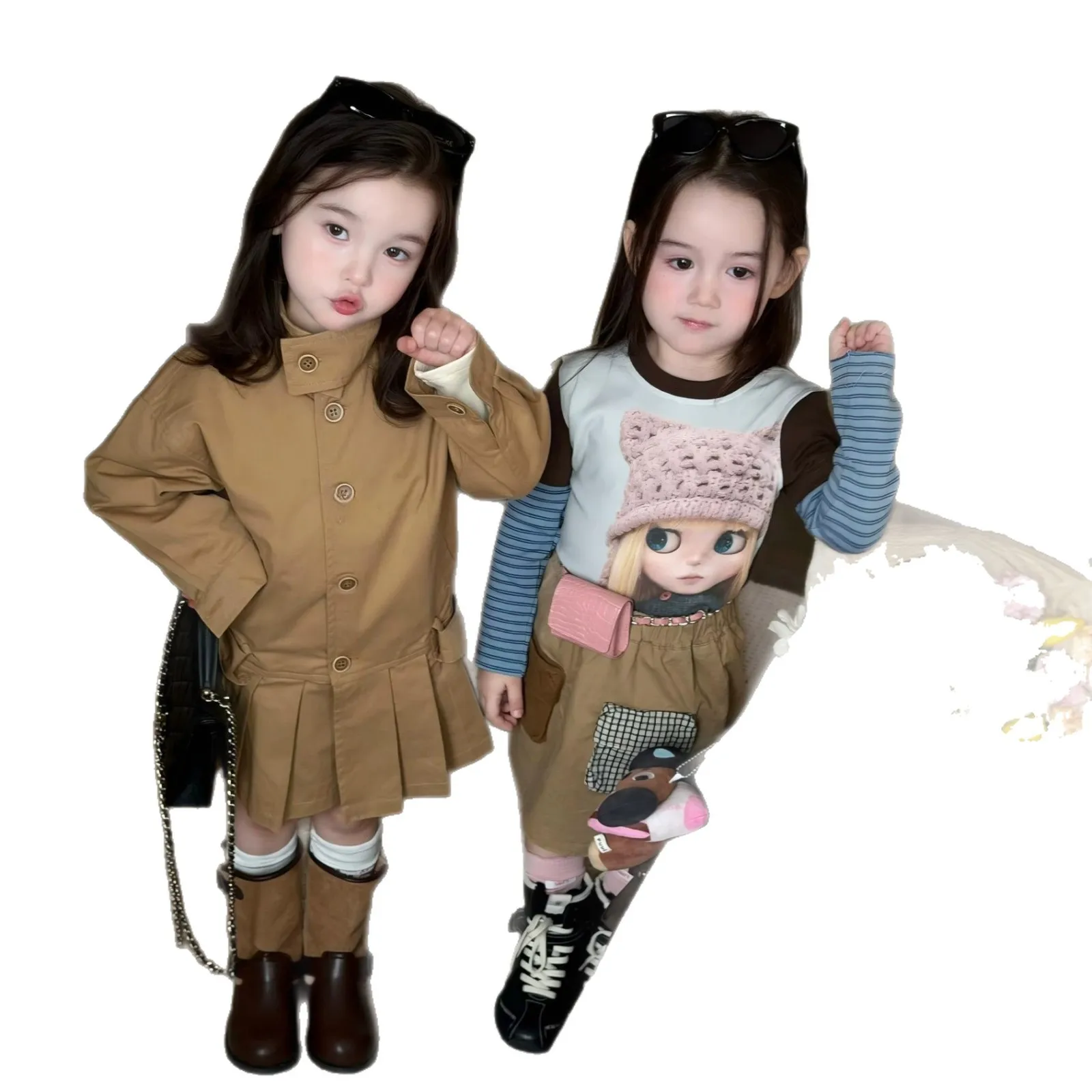 Coat Girl 2026 Autumn New British College Style Minimally Designed Medium To Long Windbreaker Girl Pleated Outdoor Clothing