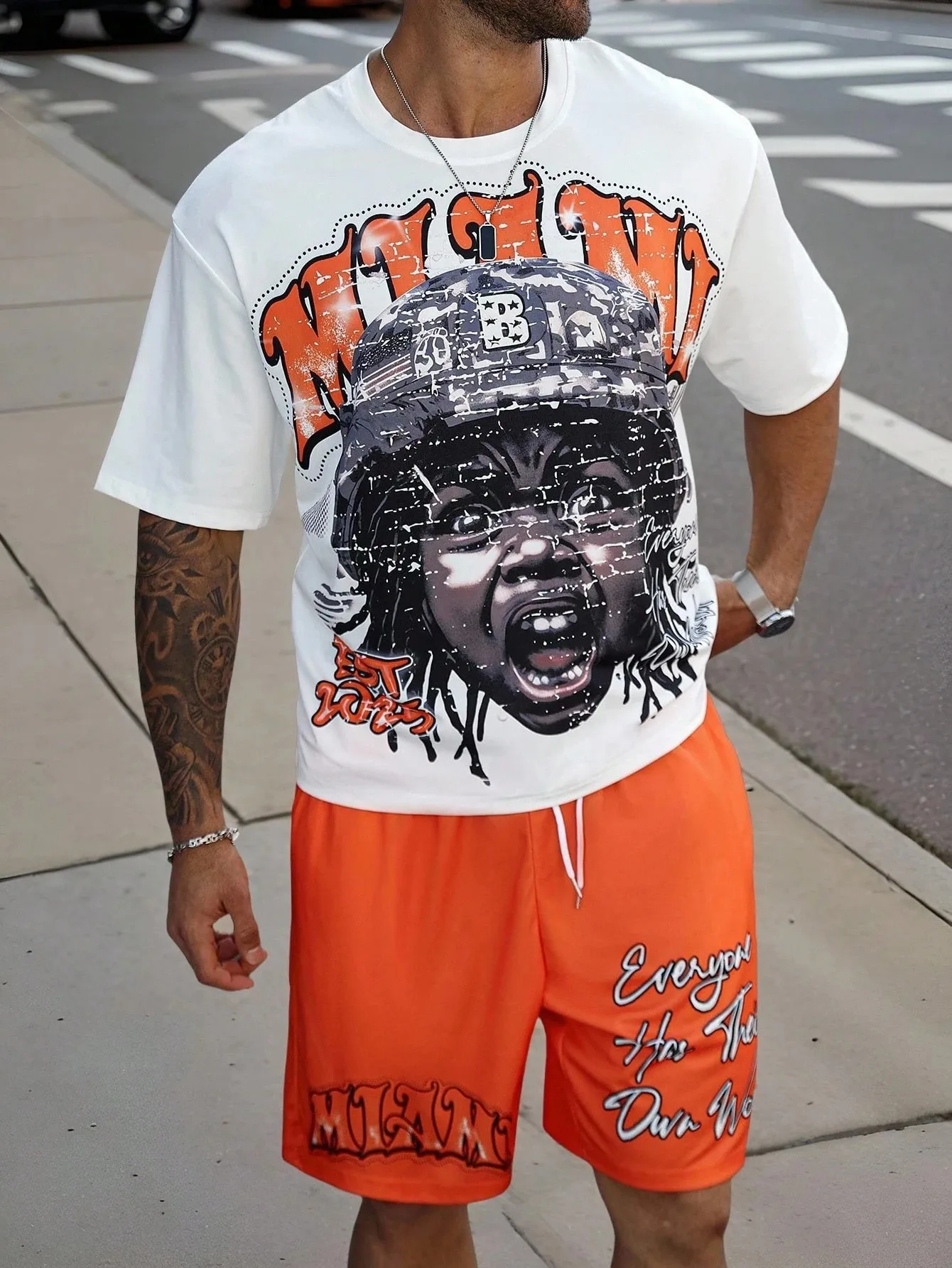 

2026 Summer New Style Men's Short-Sleeved Shorts with 3D Print Breathable and Lightweight Hip-Hop Men's Clothing