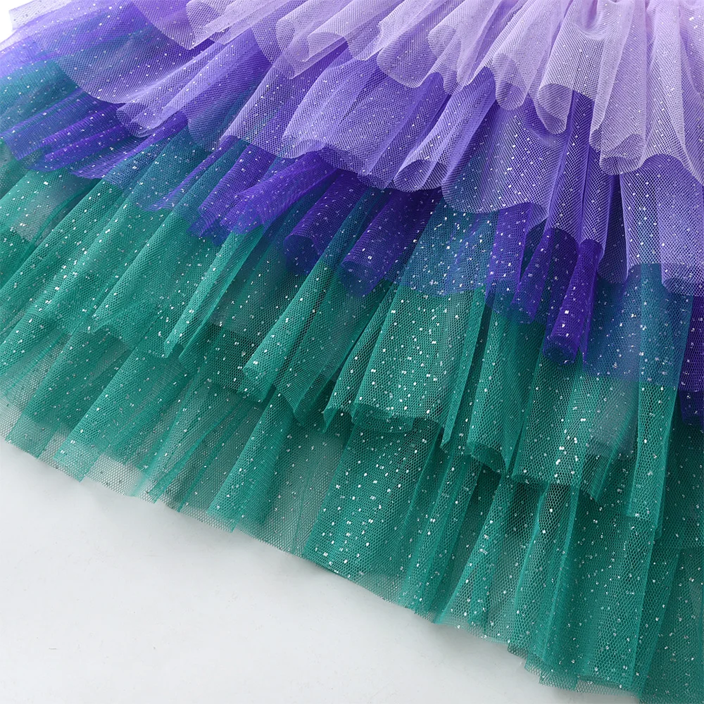 VIKITA Girl Perform Mermaid Dress Children Princess Tutu Dress Toddlers Autumn Prom Dresses Kids Birthday Party Children Clothes