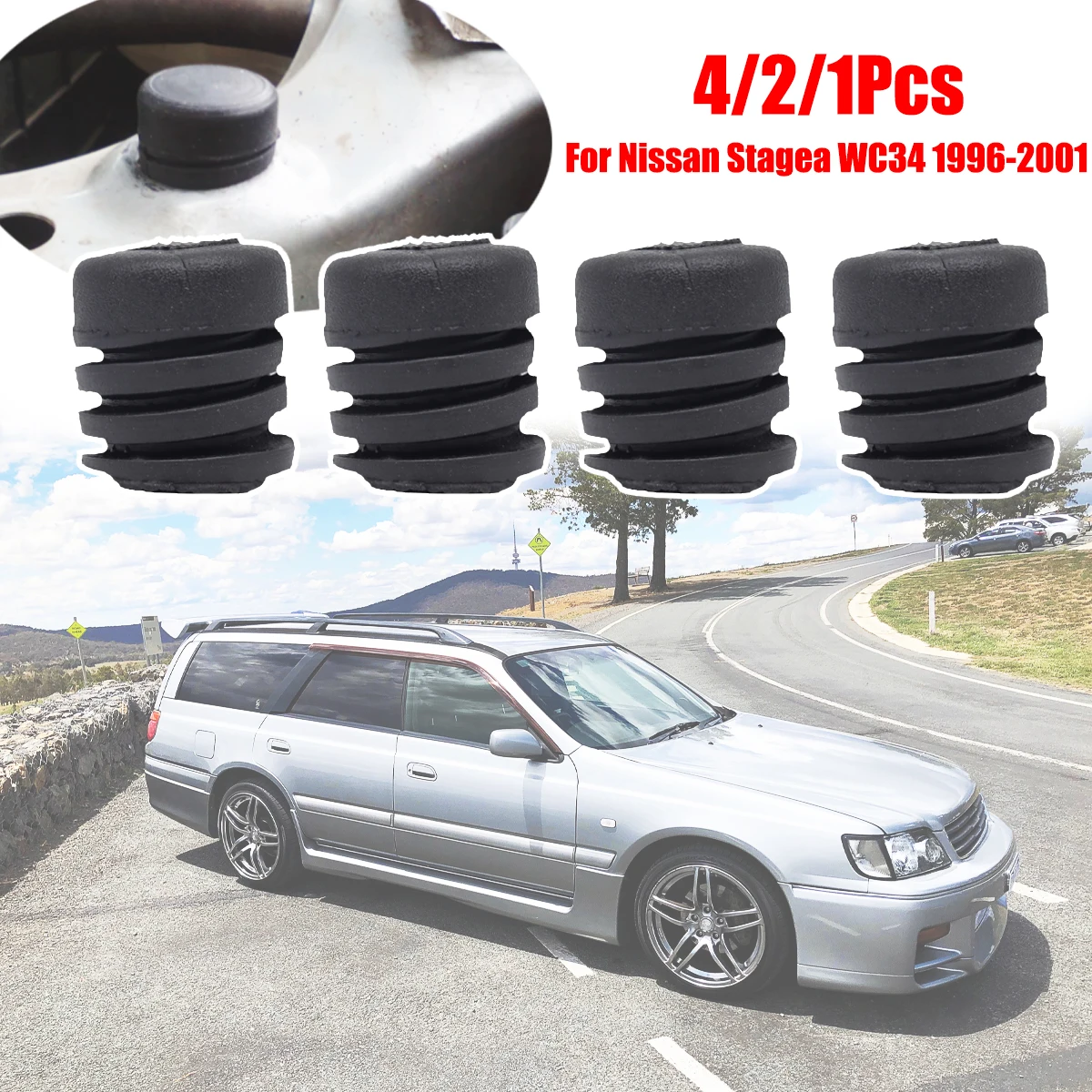 Car Bonnet Grommet Mount Sleeve Hood Cushion Insulator Rubber Buffer For Nissan Stagea WC34 1996 1997 1998 1999- 2001 Patrol Y61