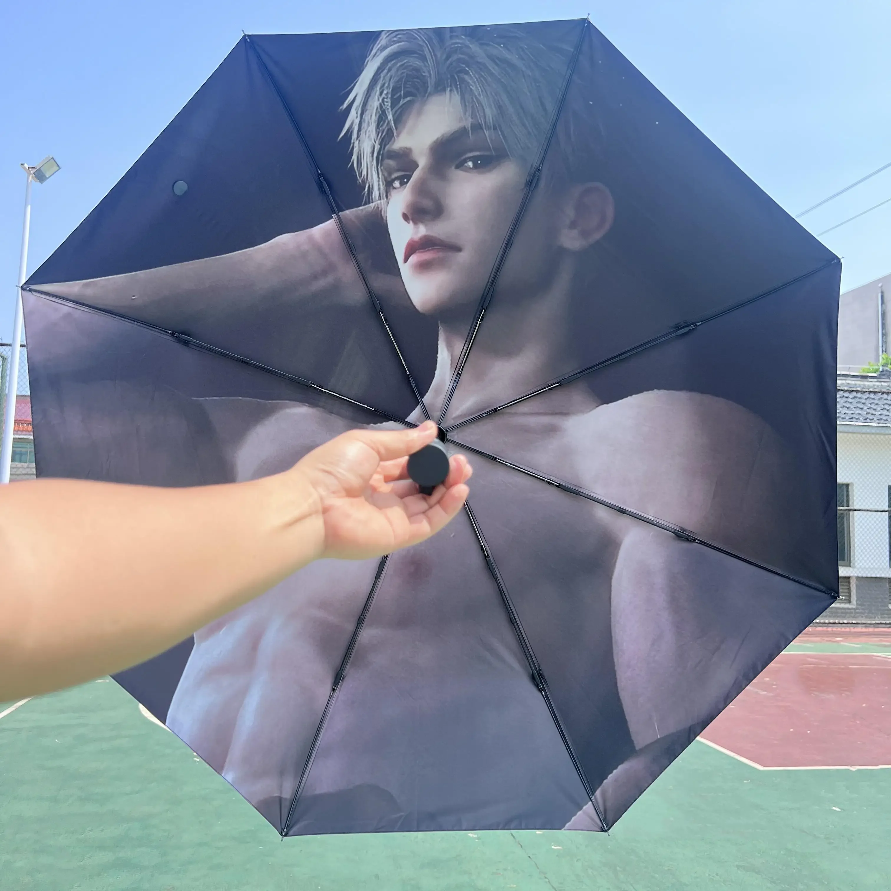 Anime Love and Deepspace Sylus Cosplay Umbrella Abdominal Muscle En-toutcas Automatic Accessories Vinyl Brolly Xmas Halloween