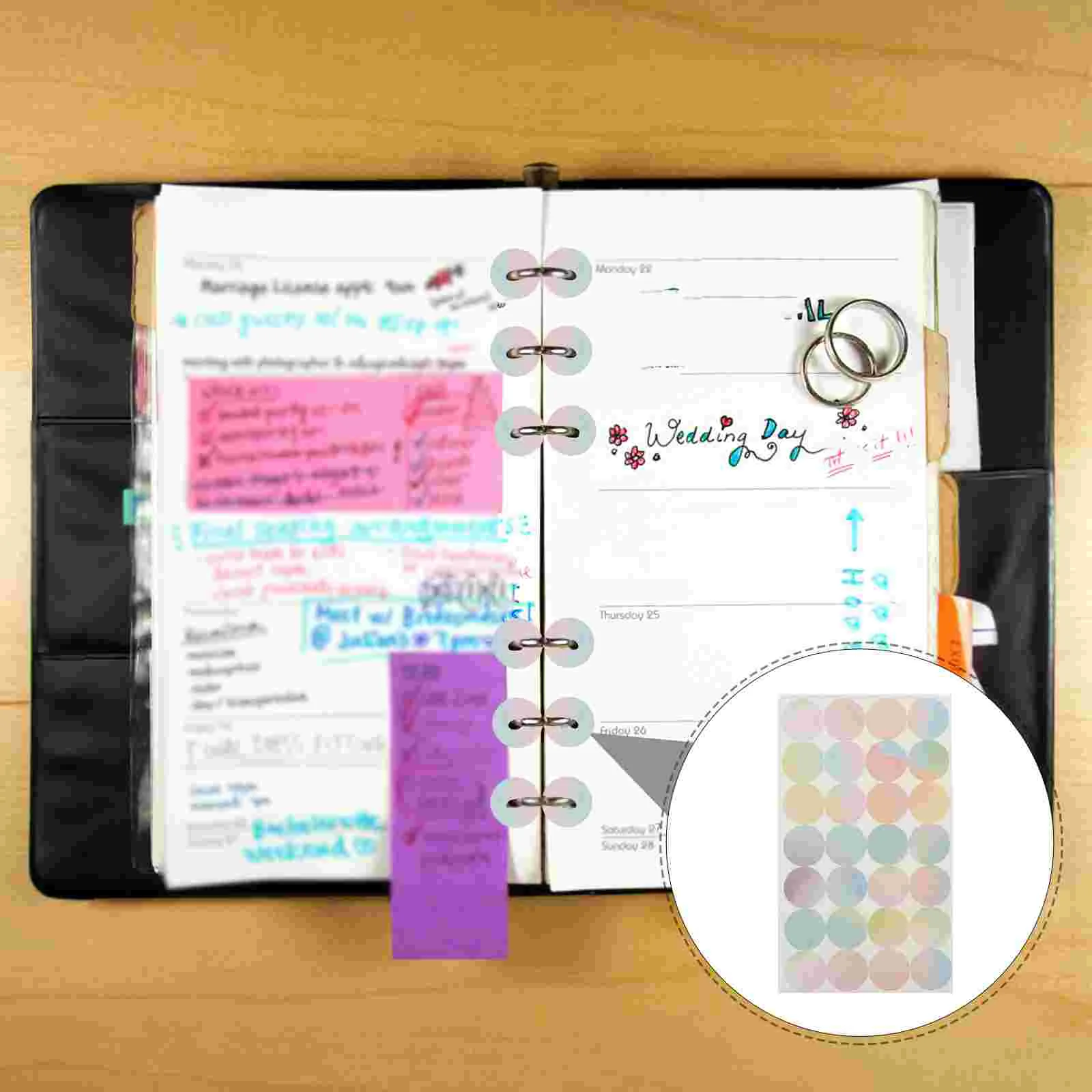 16 Sheets Loose-leaf Paper Patch Hole Protection Sticker Repair Punch Reinforcement Label Binder Ring Note Round Clips Stickers