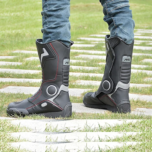 Imagen 2 del producto AMUMOTO-Botas de motociclismo para hombre y mujer, zapatos de moto transpirables de carretera, anticaída, para ciclista, las cuatro estaciones