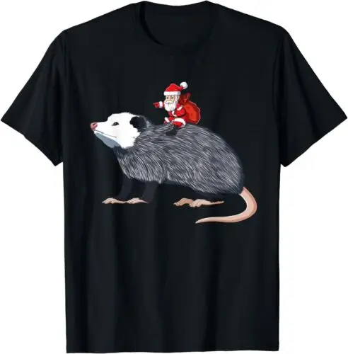  Funny Christmas Xmas Gift Santa Claus Riding Possum T-Shirt S-3XL