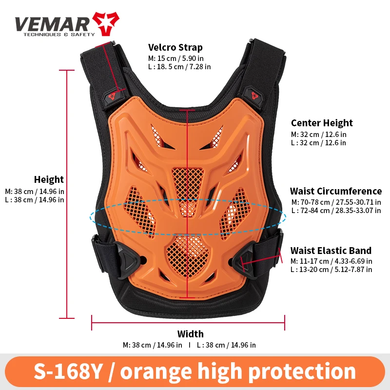 VEMAR Kids Youth Motocross Armor Vest Chest Back Protector All-Season Dirt Bike MTB Riding Protective Gear for Children view 6