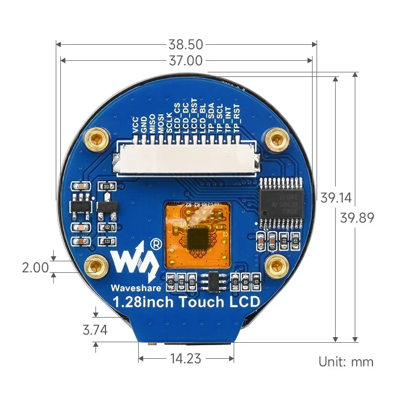 شاشة IPS MCU متوافقة مع توت العليق Pi بيكو ، شاشة LCD دائرية 65K ، SPI I2C ، واجهة عرض تعليمي ،