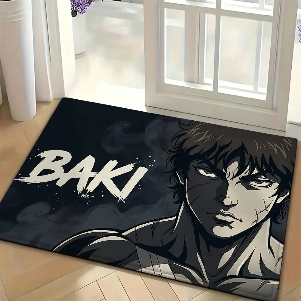 Cartoon B-Baki Hanma Floor Mat Soft Non Slip for Entry Door Bathroom Indoor Home Decorative Carpet