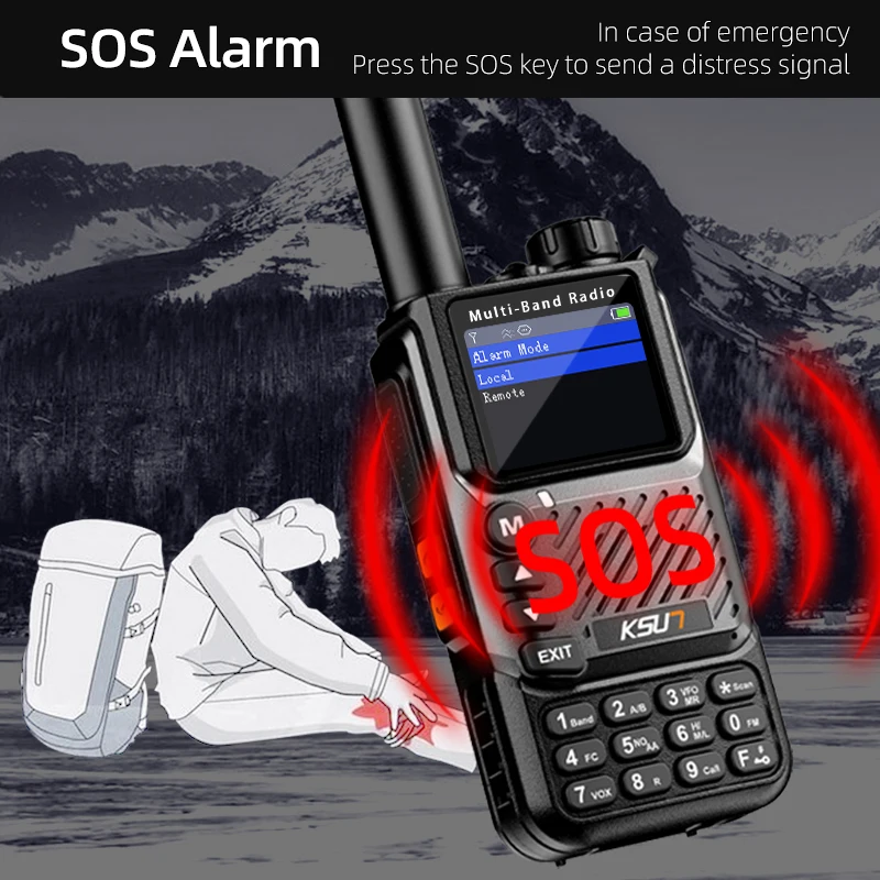 Walkie Talkie de 5W, Banda Completa 144/220/350/400/520MHz, Radio FM de Banda Aérea, Carga Rápida Tipo-C, Linterna, Dobl