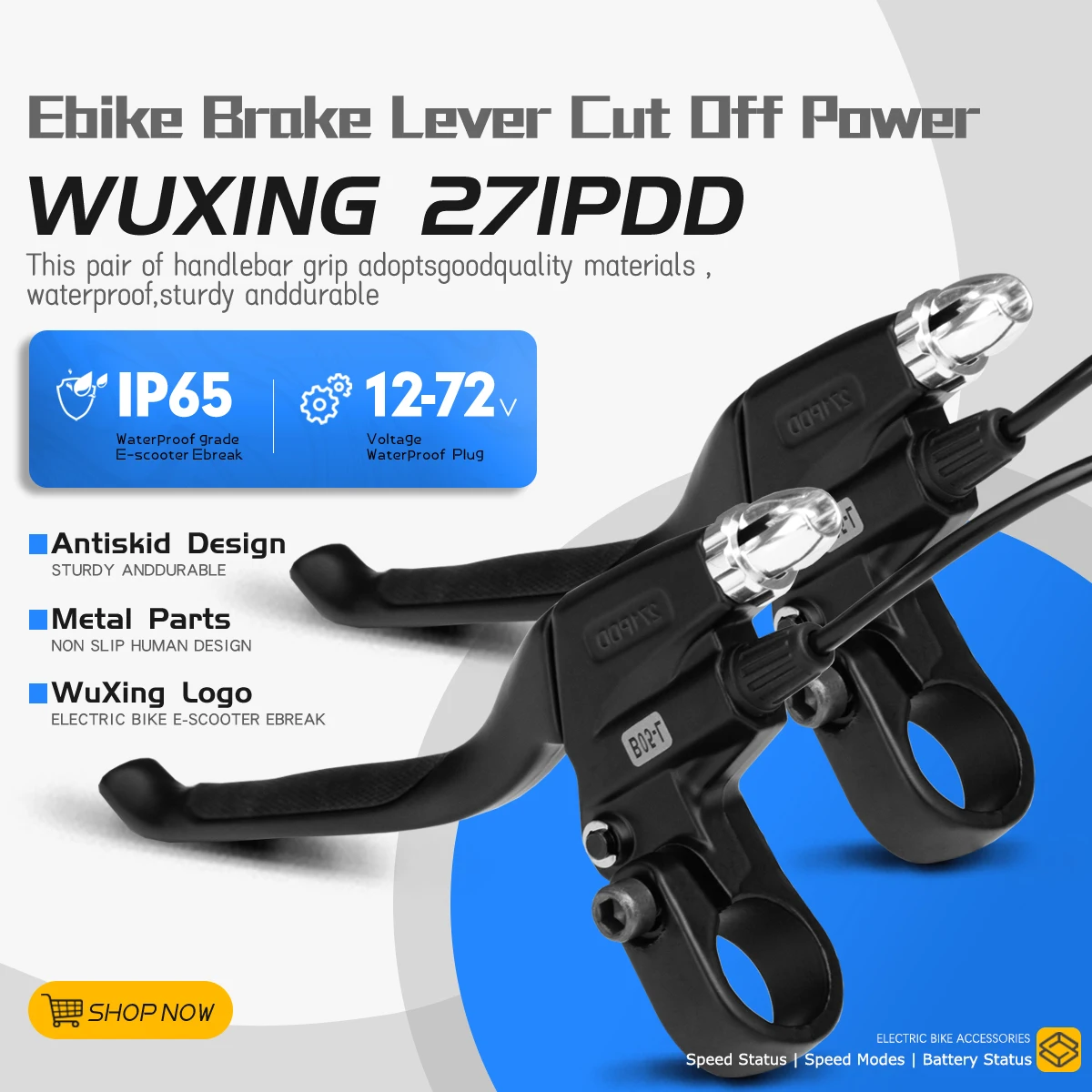 

WUXING 271PDD тормозной рычаг Ebike, 2-контактный водонепроницаемый разъем 12 В-72 В для электрического велосипеда, аксессуар для электронного скутера