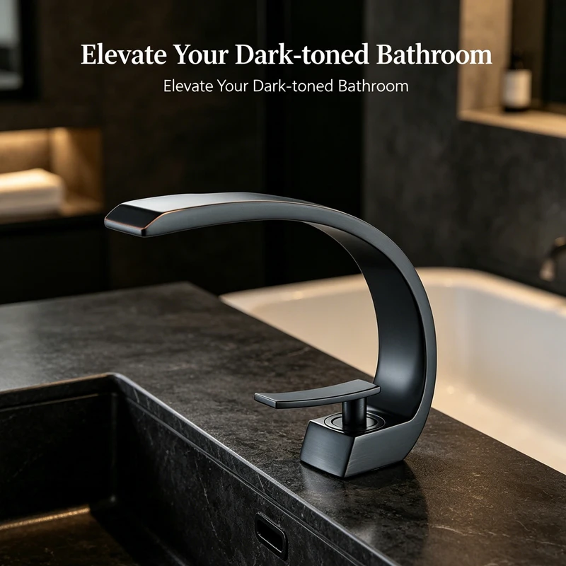 Bathroom Curved Basin Faucet Bathroom Deck Installation Hot And Cold Water Washing Brass Faucet Single Hole Single Handle