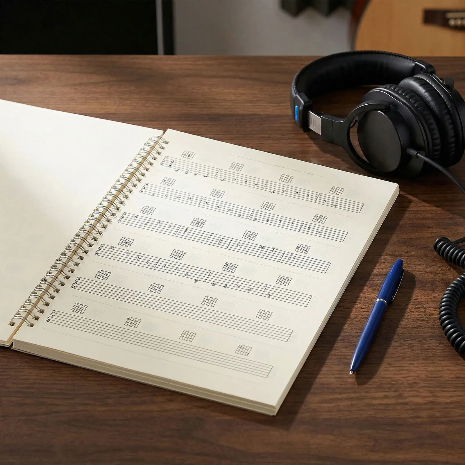 Cuaderno de tablatura para guitarra, 2 uds., 6 cuerdas, hoja en blanco, papel para partituras, cuaderno de manuscritos, tabla de acordes, escritura de canciones, música