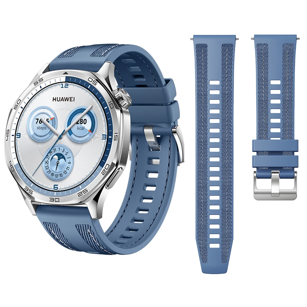 22mm Universelles Atmungsaktives Nylon-Uhrenarmband für Huawei GT5 GT6 46mm Nylon-Verbundgewebe Silikonarmband mit Dornschließe