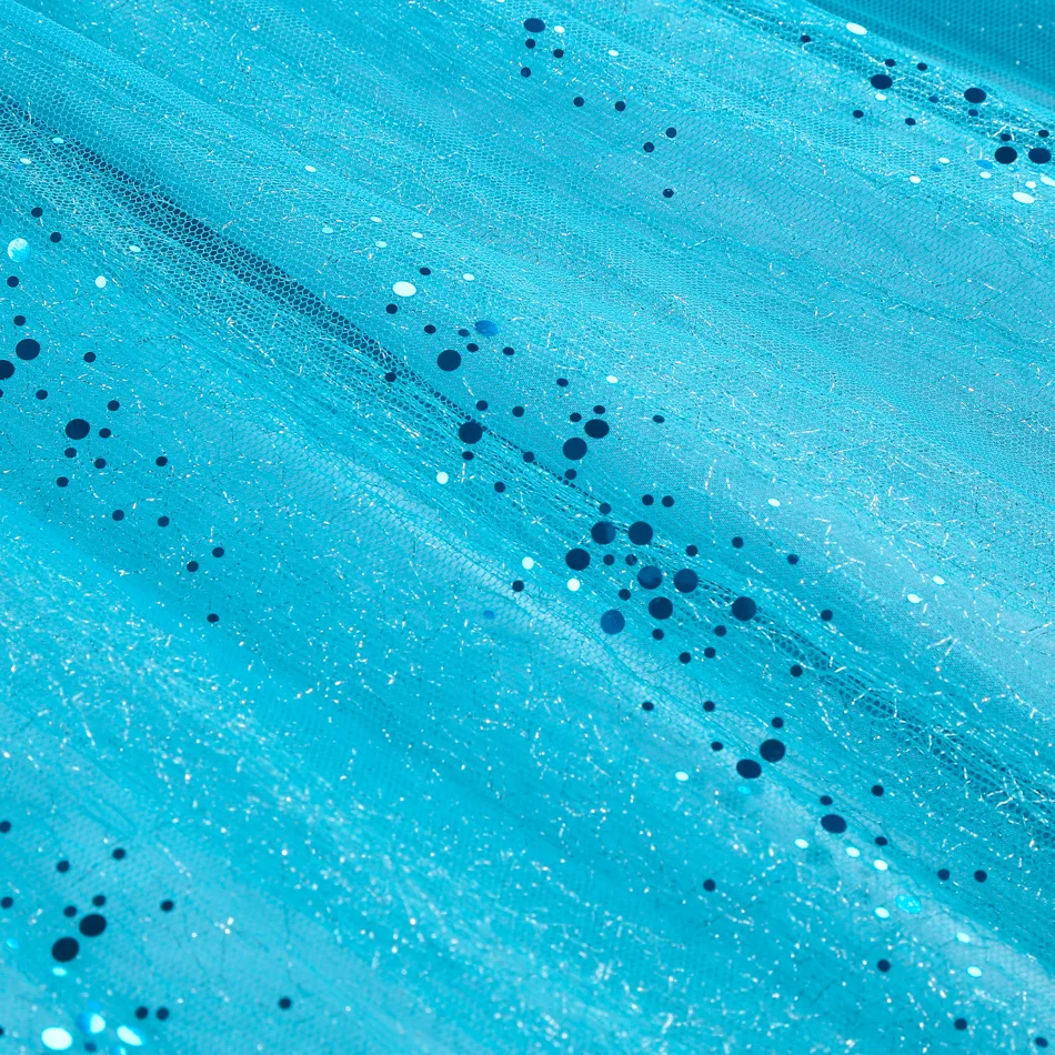Mädchen Blaues Eis-Glitzer-Prinzessinnenkleid mit Pailletten und Netzstoff für Halloween, Geburtstag, Karneval, Kinder-Cosplay-Party-Outfit – Detail 11