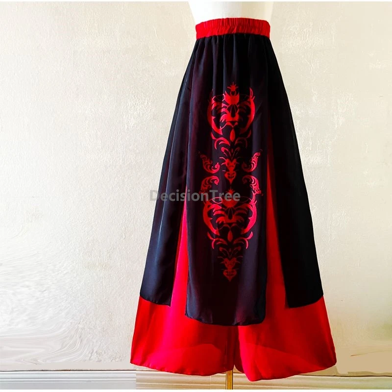 

2025 new wide leg pants chinese ancient style classical dance pants skirt unisex ethnic style chiffon square dancing trousers
