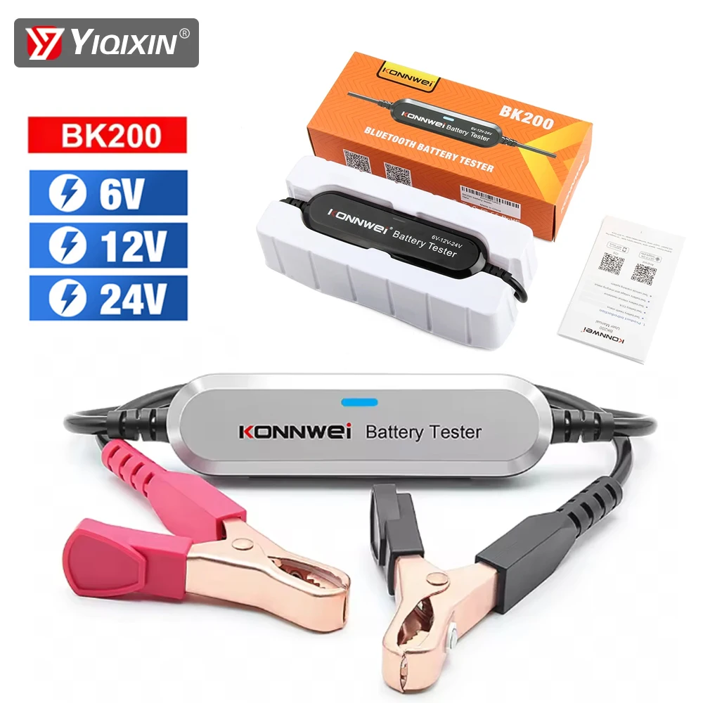 

KONNWEI BK200 Car Motorcycle Truck Battery Tester Analyzer Bluetooth 5.0 6V 12V 24V Charging Cranking Test Check Diagnostic Tool