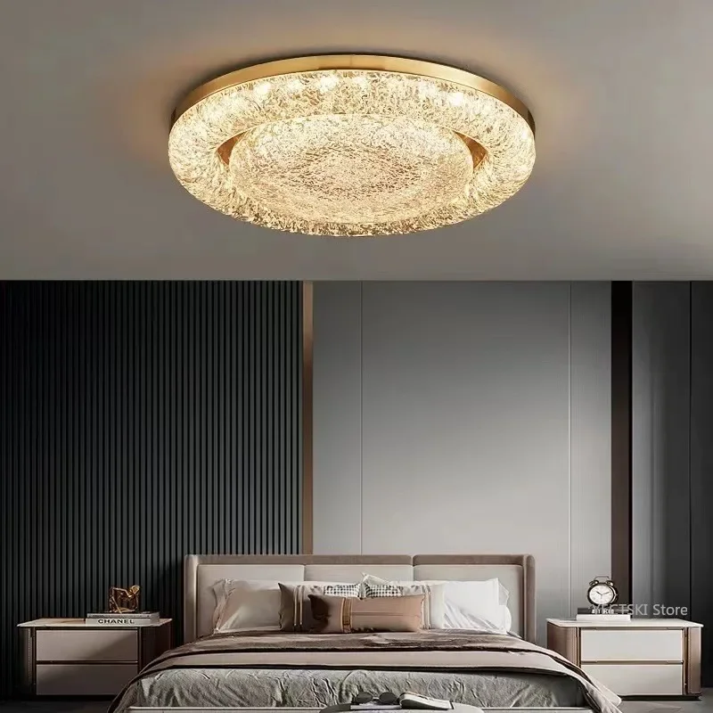 GHJUYIOL Simple and luxurious living room ceiling light, atmospheric circular villa hall, dining room, study room, bedroom light