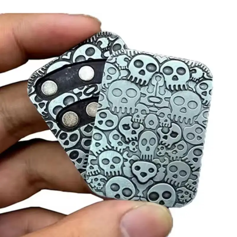 Magnetyczny metalowy slider EDC z wzorem czaszki, zabawka sensoryczna typu clicker, idealna na prezenty, wspomagająca redukcję stresu i lęku.