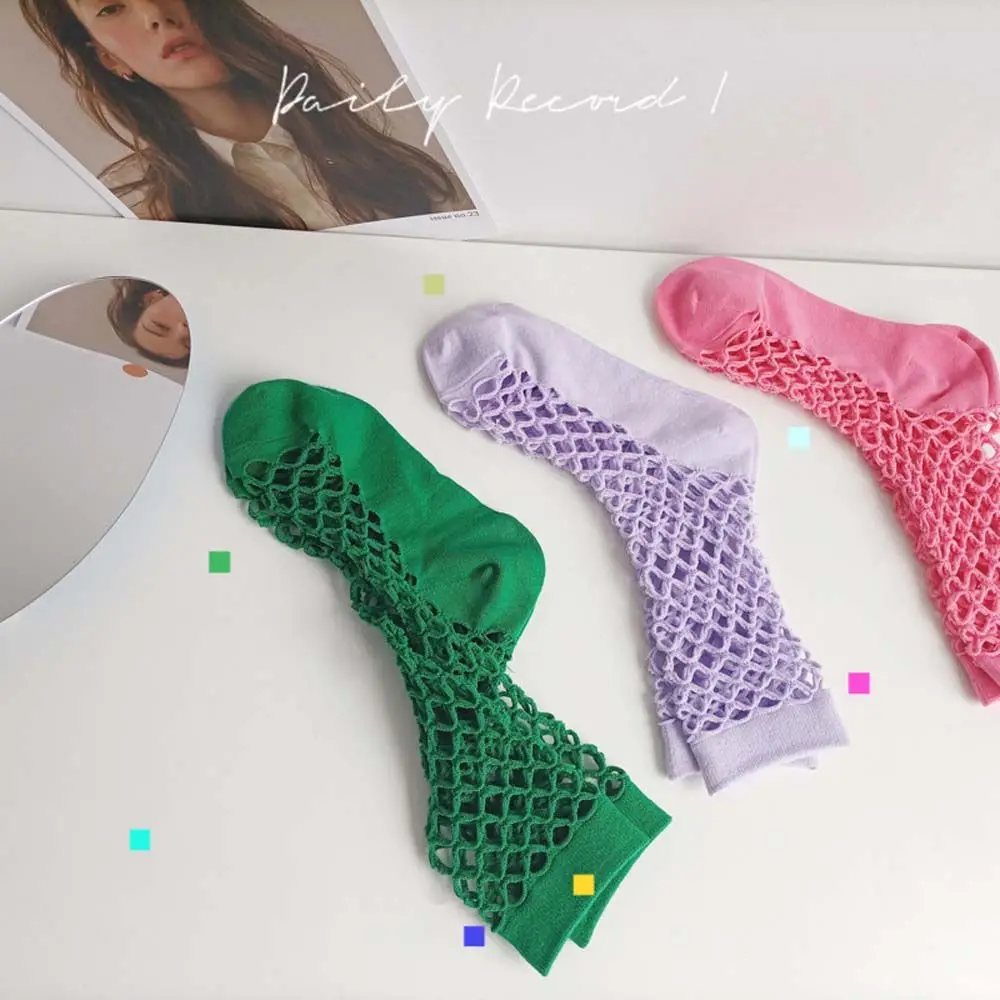 

Breathable Personality Jk Style Cotton Hosiery Mesh Summer Tube Socks Hole Socks Hollow Fishnet Socks Women Socks