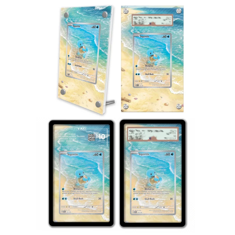 display-de-arte-anime-para-pokemon-squirtle-scarlet-violet-estojo-protetor-de-acrilico-para-arte-de-jogos-de-anime-chaveiro-nivel-de-avaliacao