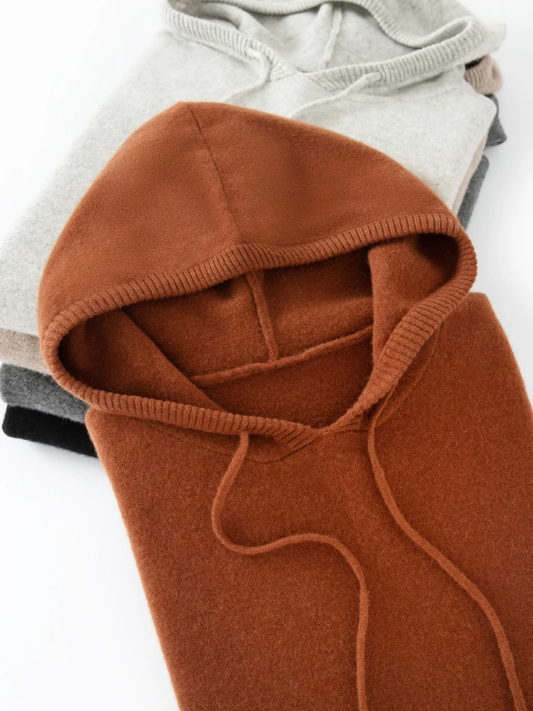 

Choice Men Wool Pullover Autumn Winter Hoodie Sweater 100% Merino Wool Hooded Collar Knitted Pullover Casual long Sleeved Tops