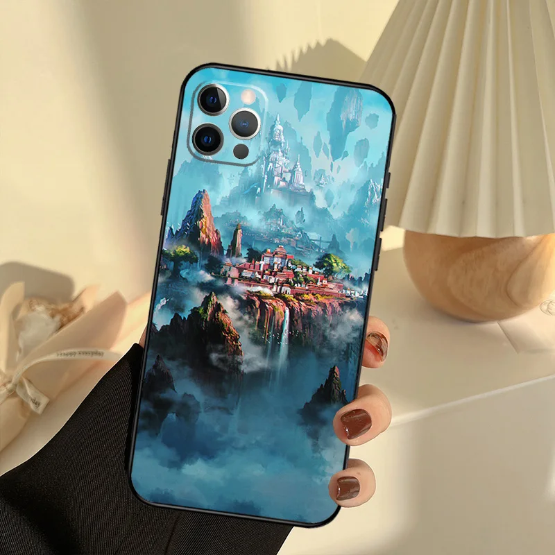 Anime Natura Landscape Case For iPhone 11 12 13 14 15 16 Pro Max Cover For iPhone 13 12 Mini XR X XS Max Plus