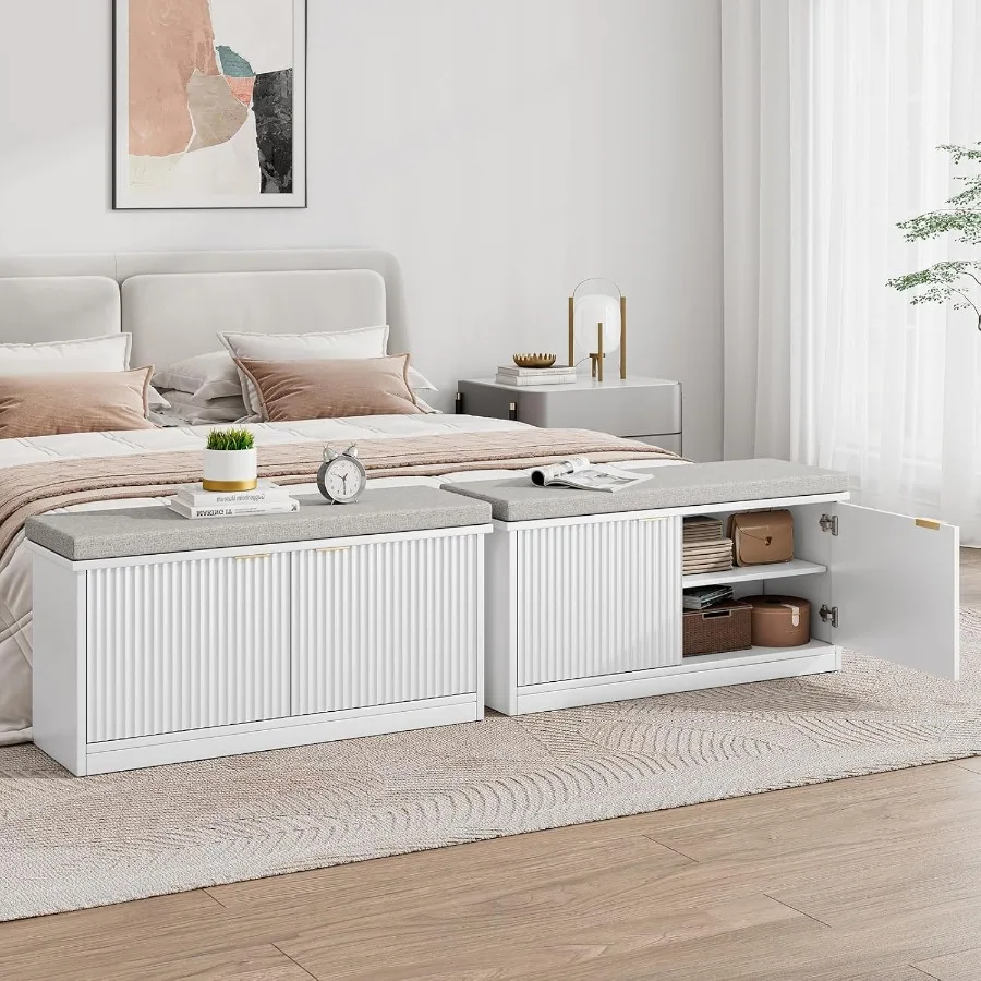 2-stufiger Schuhaufbewahrungsbehälter, 2er-Set, weiße Eingangsbehälter mit Stauraum und verstellbaren Regalen, Rihen-Schuhregal für den Eingangsbereich, Wohnzimmer