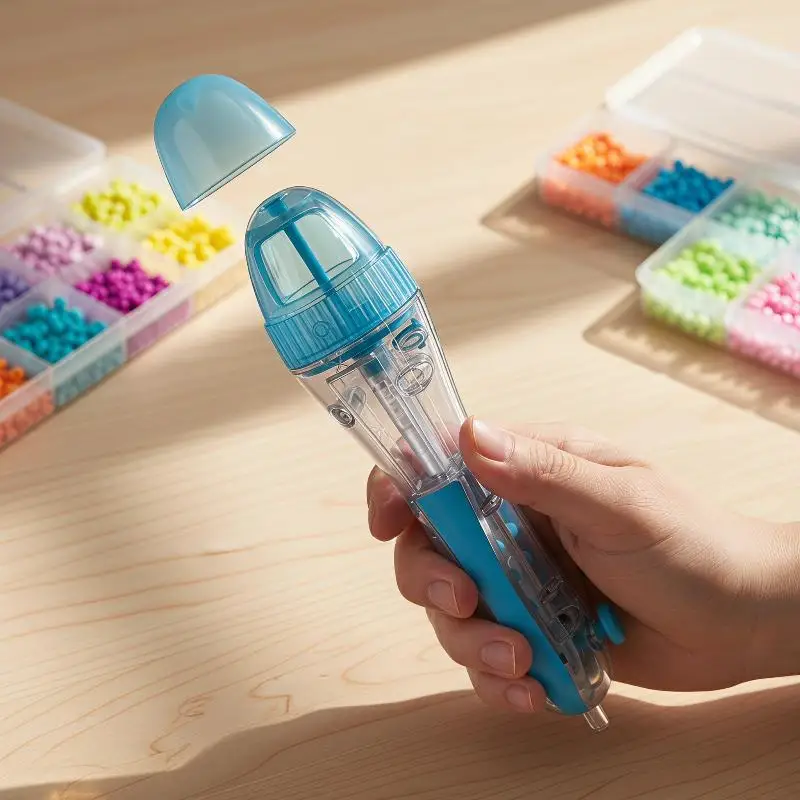 2.6mm DIY Automatic Bead Pen Ergonomic Grip 3D Pixel Puzzle Beading Handmade Beaded Craft Bead Assembling Creating Decorative